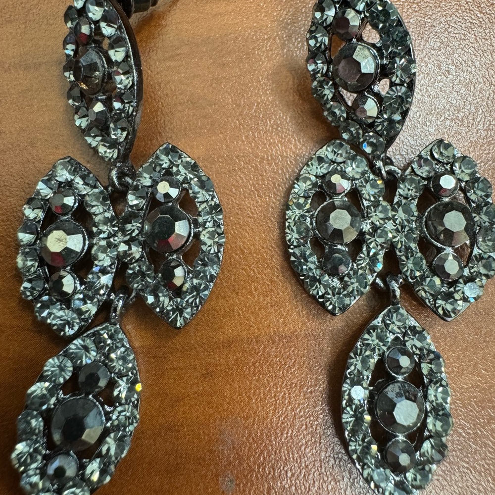 Evening Statement Earrings Bundle | Gunmetal Crys… - image 2